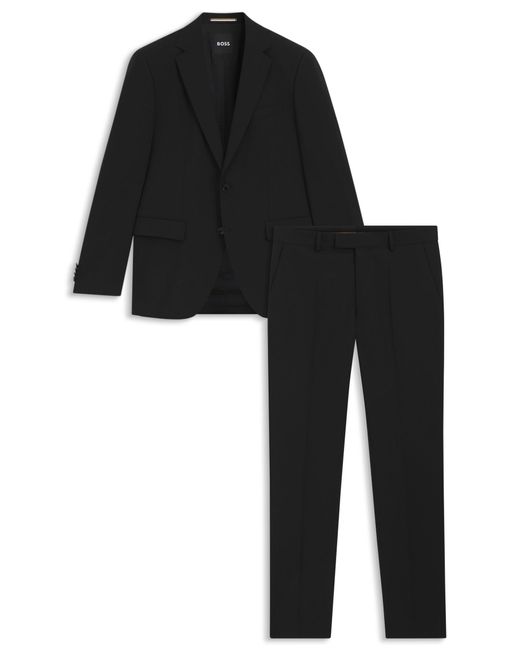 Boss Regular-Fit Anzug Aus Elastischer Schurwolle in Black für Herren
