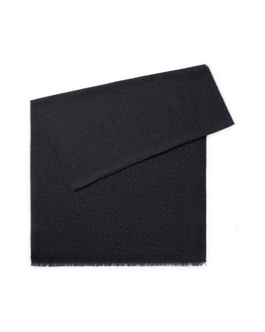 Boss Black Cotton-blend Scarf With Jacquard-woven Monogram Pattern for men