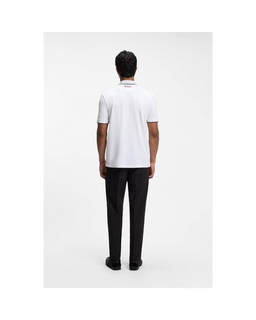 Boss White Active Paddy Regular-Fit Polo Shirt for men