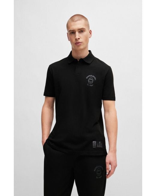Boss X NFL Poloshirt aus Baumwolle mit Metallic-Print in Black für Herren