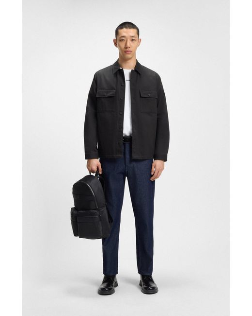 HUGO Oversized Hemd Aus Baumwoll-Gabardine Mit Brusttaschen in Black für Herren