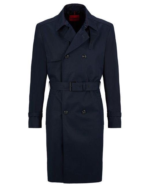 BOSS by HUGO BOSS Cotton Doublebreasted Trench Coat In Waterrepellent