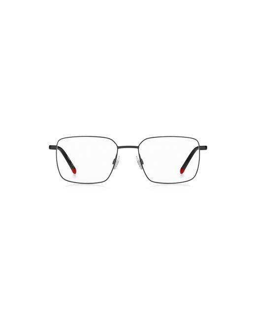 HUGO Black Metal Optical Frames With Tubular Temples for men