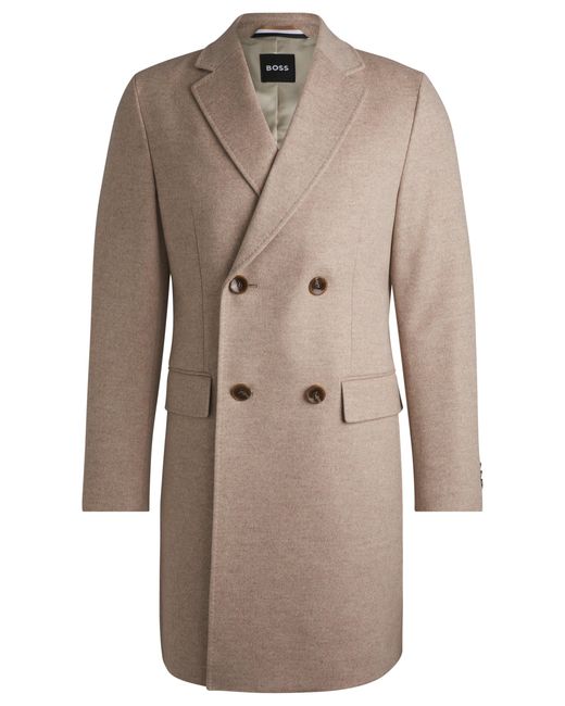 Boss Natural Slim-fit Coat In Wool With Cashmere for men