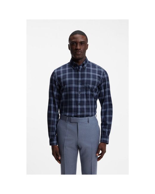 Boss Blue Regular-Fit Casual Shirt for men