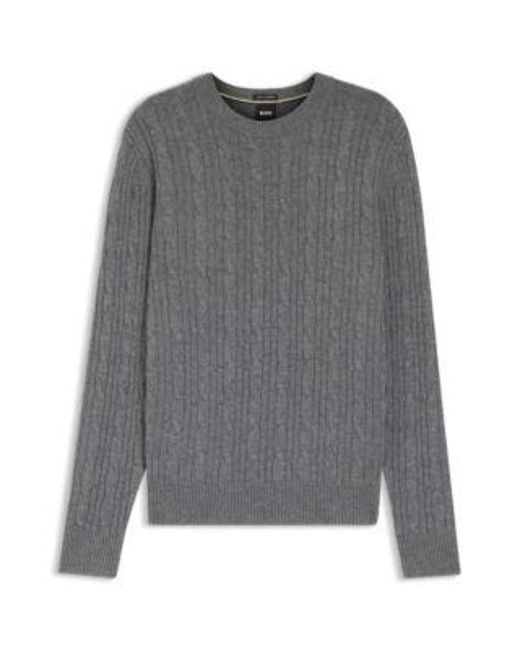 Pull En Maille Torsadée De Laine Et Cachemire Boss pour homme en coloris Gray
