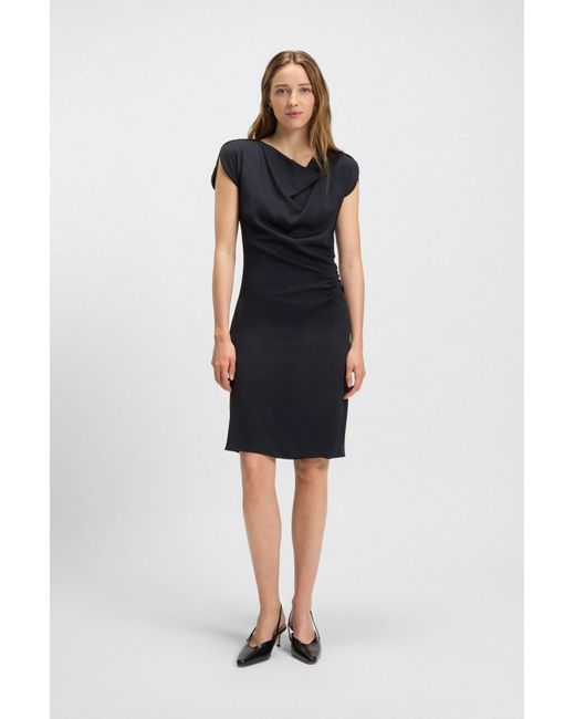 Boss Black Kleid Mit Drapiertem Ausschnitt Und Gerafften Details