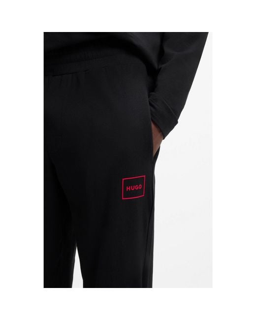 HUGO Black Cuffed Loungewear Bottoms for men