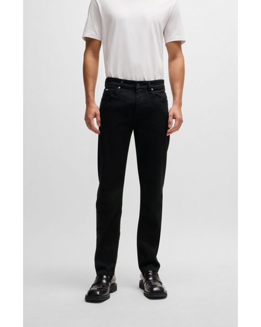 Boss Regular-fit Jeans Van Superzacht Zwart Italiaans Denim in het Black voor heren