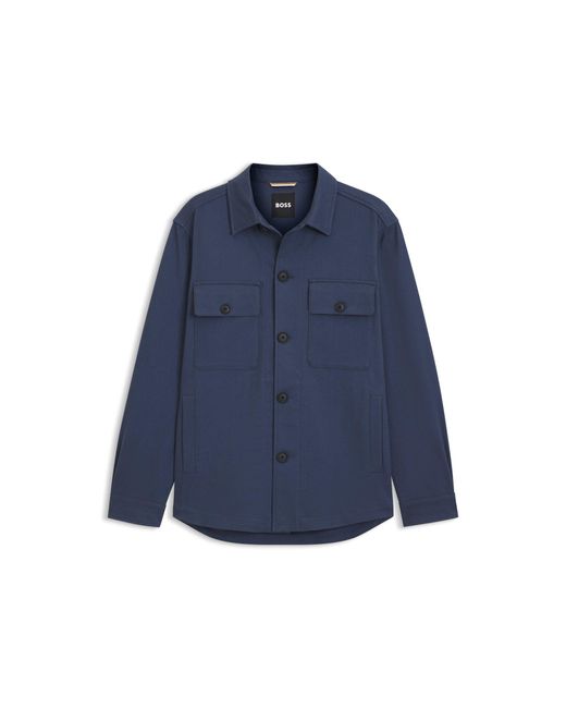 Boss Blue Relaxed-Fit Overshirt for men