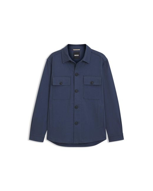 Boss Blue Relaxed-Fit Overshirt for men