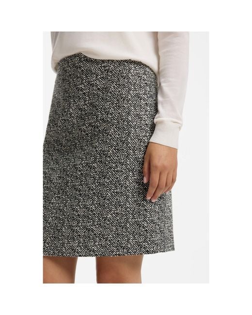 HUGO Gray Slim-Fit Pencil Skirt With Herringbone Pattern