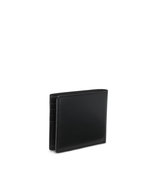 HUGO Black Leather Billfold Wallet With Stacked Logo for men