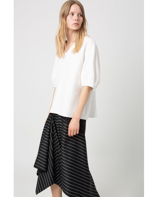 HUGO Wool Regular-fit Striped Skirt With Asymmetric Hemline in Black ...