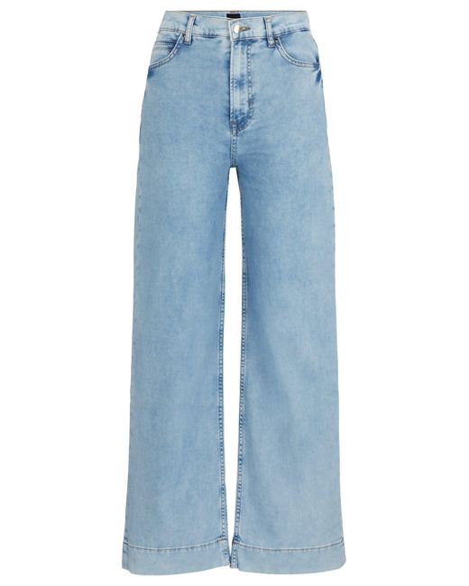 Boss Regular-fit High-waisted Jeans In Blue Denim