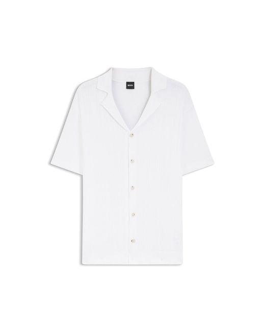 Boss White Regular-Fit Cardigan for men