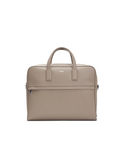 Boss Gray Structured Document Case With Foil-Print Logo for men