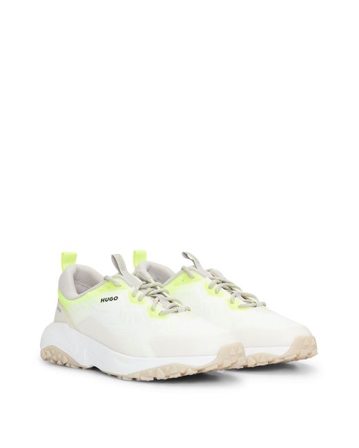 HUGO White Mixed-material Lace-up Trainers With Degradé Pattern for men