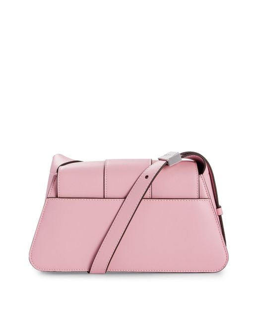 HUGO Pink Faux-leather Shoulder Bag With Logo Lettering