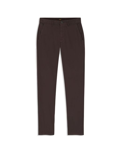 Boss Brown Slim-Fit Trousers for men