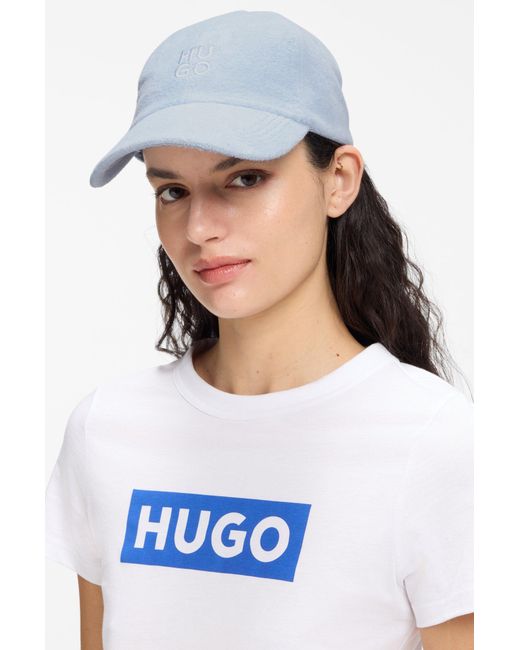 HUGO White Cap Aus Baumwoll-Mix Mit Stack-Logo