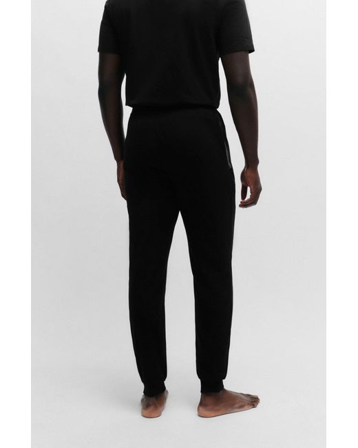 Boss Black Stretch-cotton Tracksuit Bottoms With Logo Detail for men