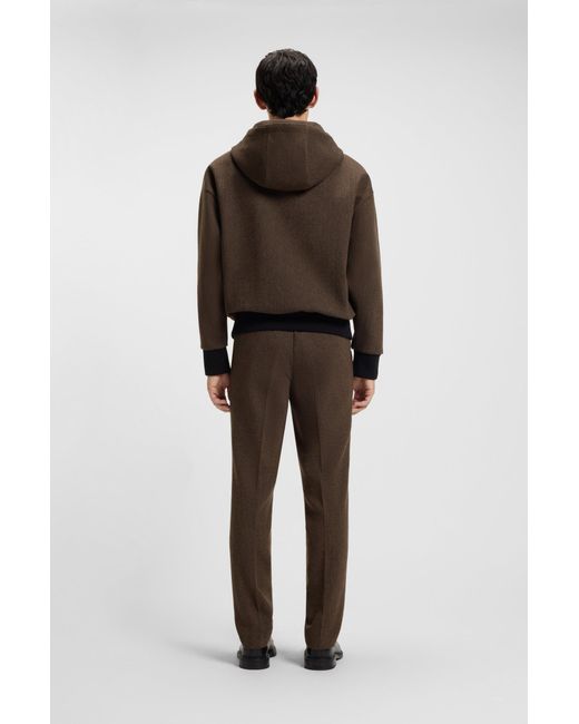 HUGO Modern-Fit Kapuzenjacke Mit Fischgrätmuster in Black für Herren