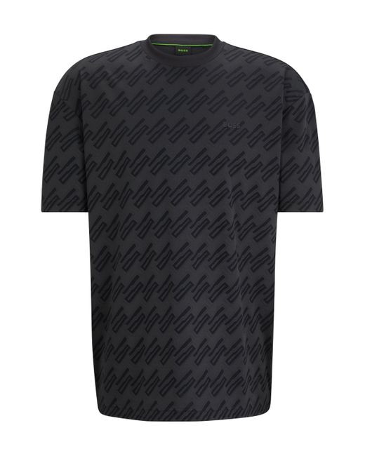 Boss Relaxed-fit T-shirt Volledig Versierd Met Monogramjacquard in het Black voor heren
