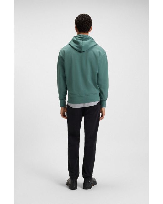 Boss Fleece Hoodie Van Katoenen Badstof Met Contrastlogo in het Green voor heren