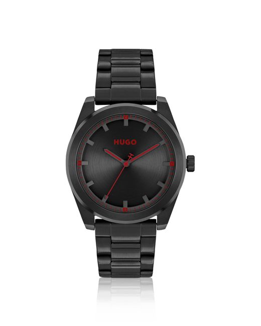 HUGO Link-bracelet Watch With Brushed Black Dial for men