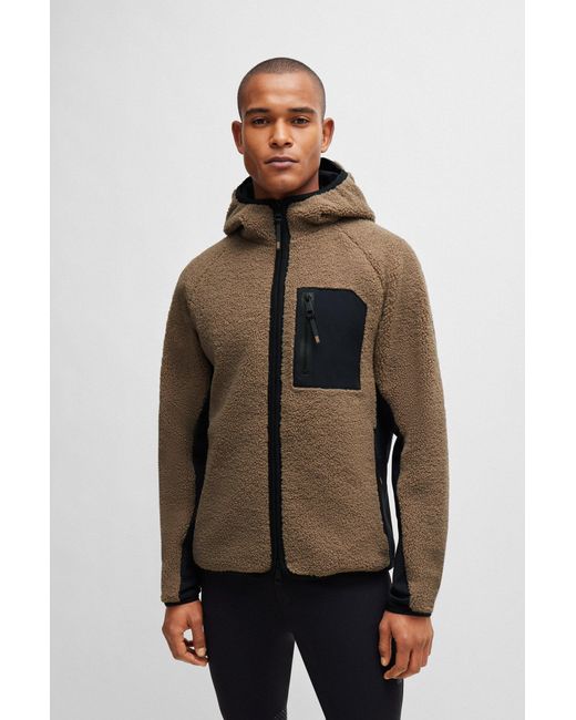 Boss Hybride Reitsport-Jacke Aus Kuscheligem Teddy Mit Kapuze in Brown für Herren