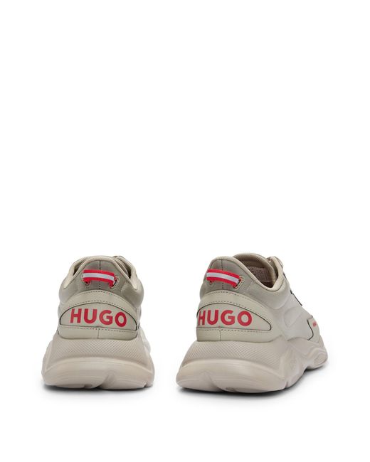 HUGO Multicolor Mixed-material Lace-up Trainers With Faux Leather for men