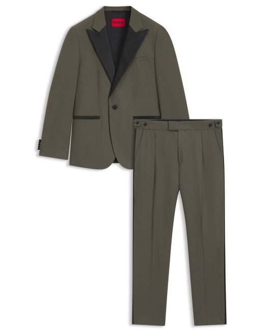 HUGO Modern-Fit Popeline-Anzug Aus Woll-Mix in Green für Herren