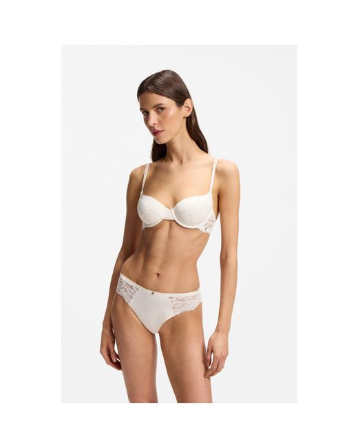 Boss Natural Lace Briefs With Mesh Pleating And Charm