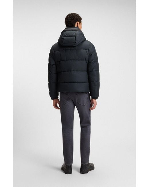 Boss Regular-Fit Pufferjack Van Waterafstotend Materiaal in het Black voor heren