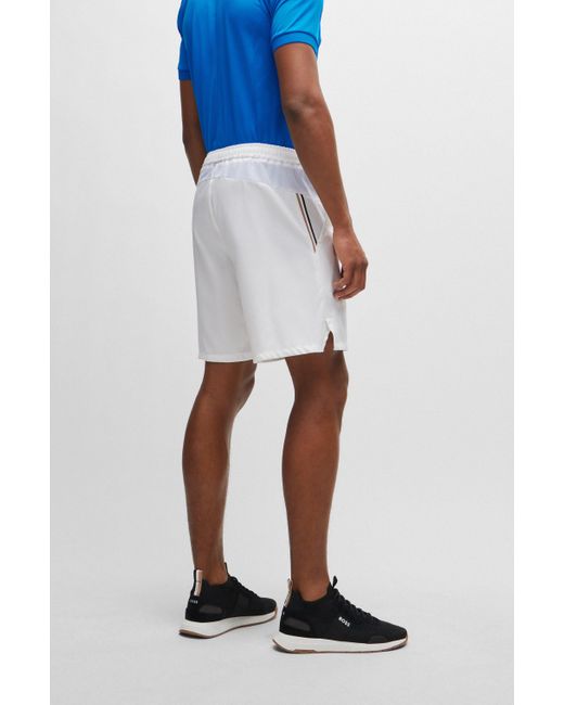 Boss Blue X Matteo Berrettini Quick-drying Regular-fit Shorts With Logo Print for men