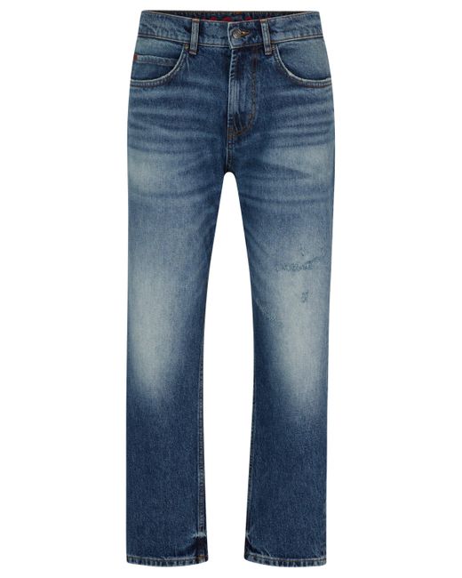 HUGO Loose-fit Jeans Van Vintage-washed Comfortabel Stretchdenim in het Blue voor heren