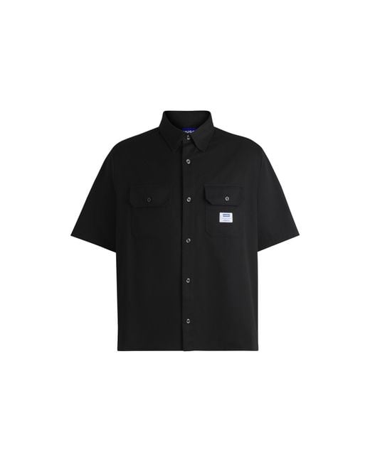 HUGO Black Oversized-Fit Shirt for men