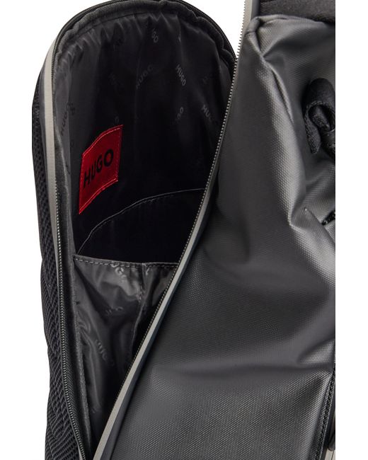 HUGO Black Backpack With Decorative Reflective Logo Print for men