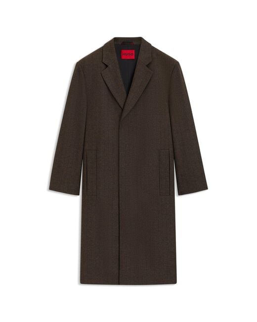 HUGO Brown Regular-Fit Coat With Concealed Closure for men
