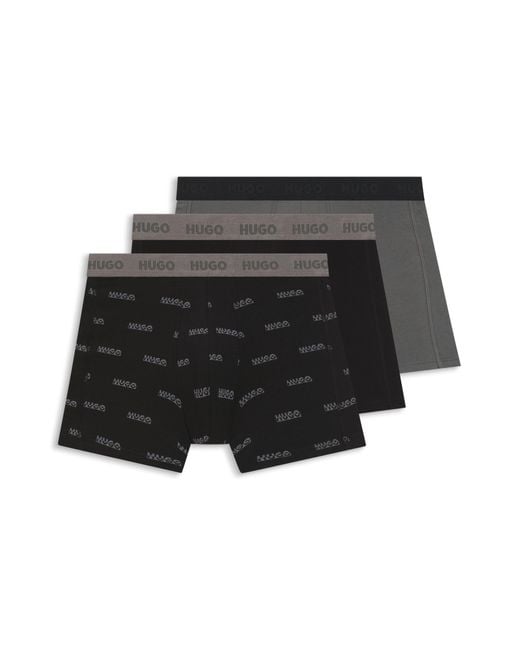 HUGO Set Van Drie Boxershorts Van Stretchkatoen in het Black voor heren