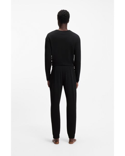 HUGO Blue Stretch-cotton Tracksuit Bottoms With Logo Print for men