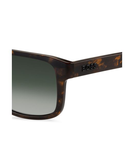 Boss Sonnenbrille aus gemustertem Acetat mit Doppelsteg und 3D-Logo in Black für Herren