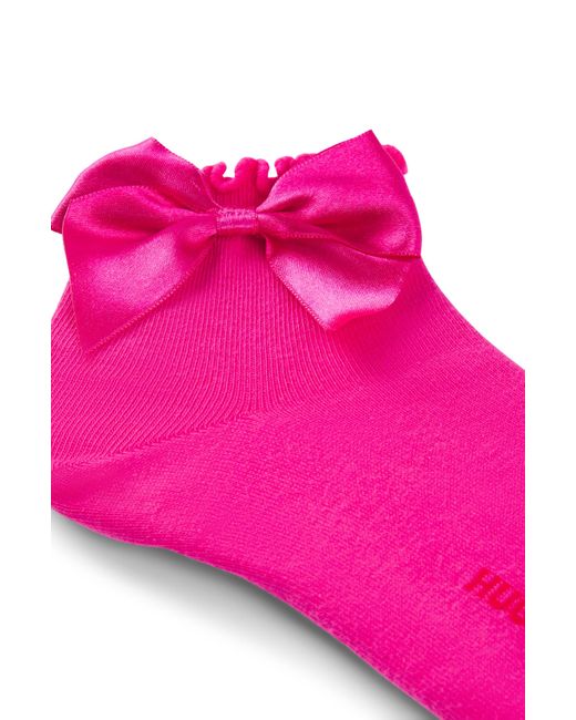 HUGO Korte Sokken Van Een Katoenmix Met Strikdetail in het Pink