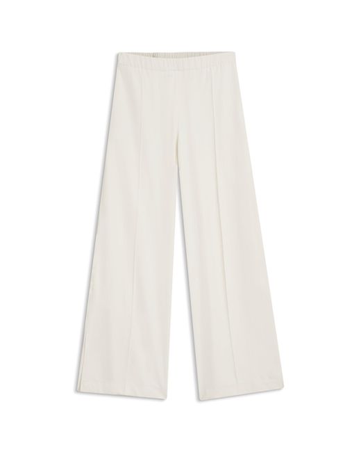 Boss White Relaxed-Fit Wide-Leg Trousers
