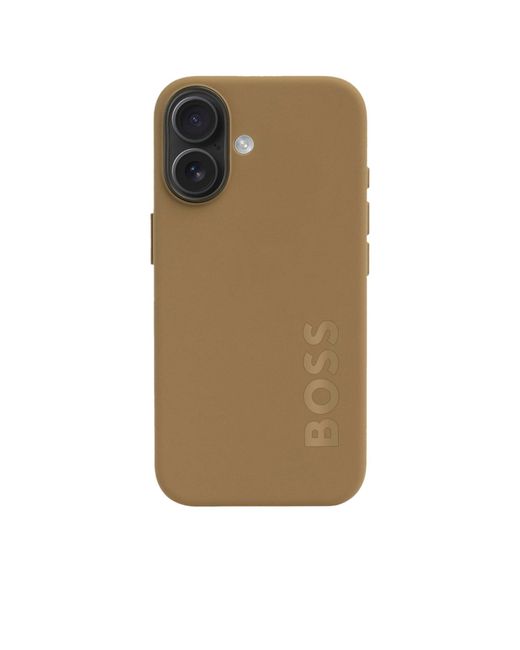 Boss Brown Matte Camel-Toned Iphone 16 Case With Emed Logo