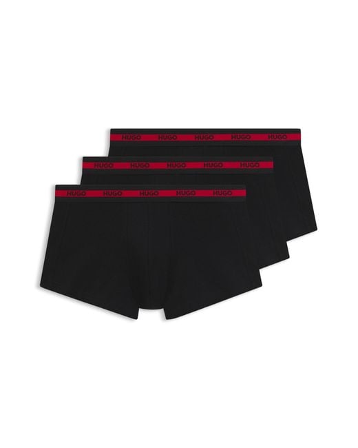 Lot de trois boxers courts en coton stretch avec taille logotée HUGO pour homme en coloris Black