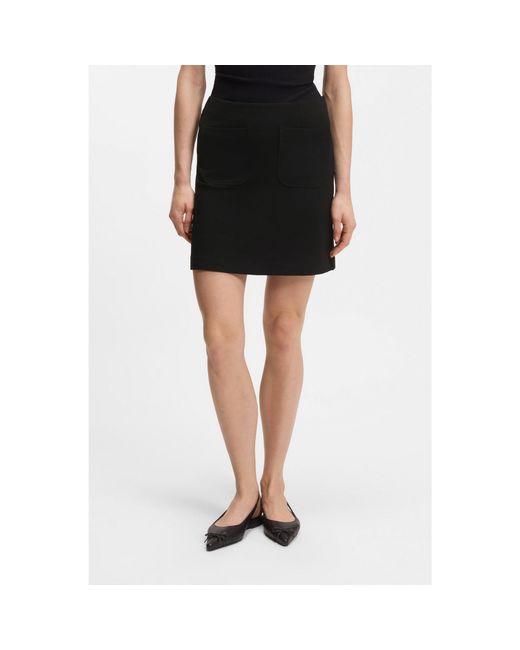 HUGO Black Punto Milano Jersey Mini Skirt With Front Pockets
