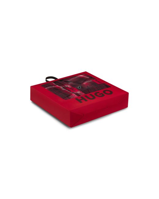 HUGO Red Checked-Cotton Pyjamas With Logo Labels for men