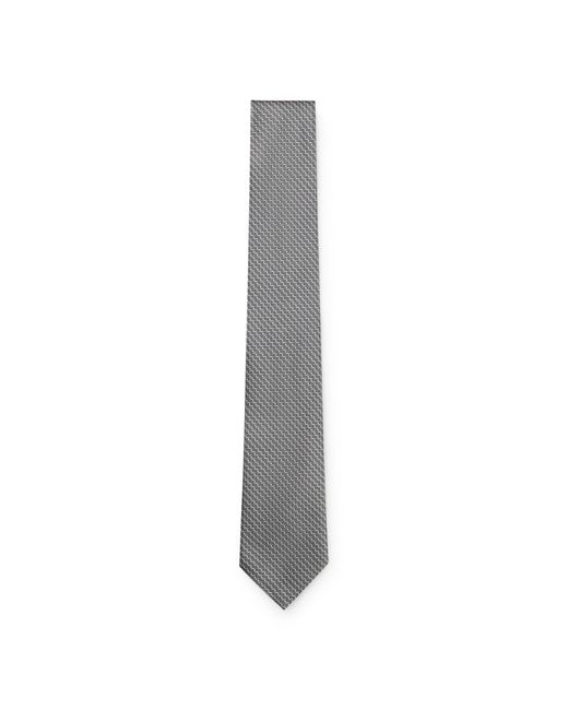 Boss Gray One Silk Tie With Jacquard Pattern for men